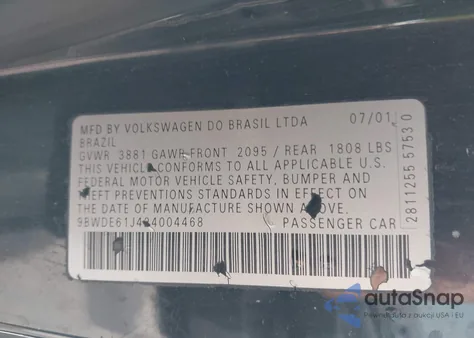 2002 Volkswagen Gti 1.8L из США, поврежденный, VIN 9BWDE61J424004468